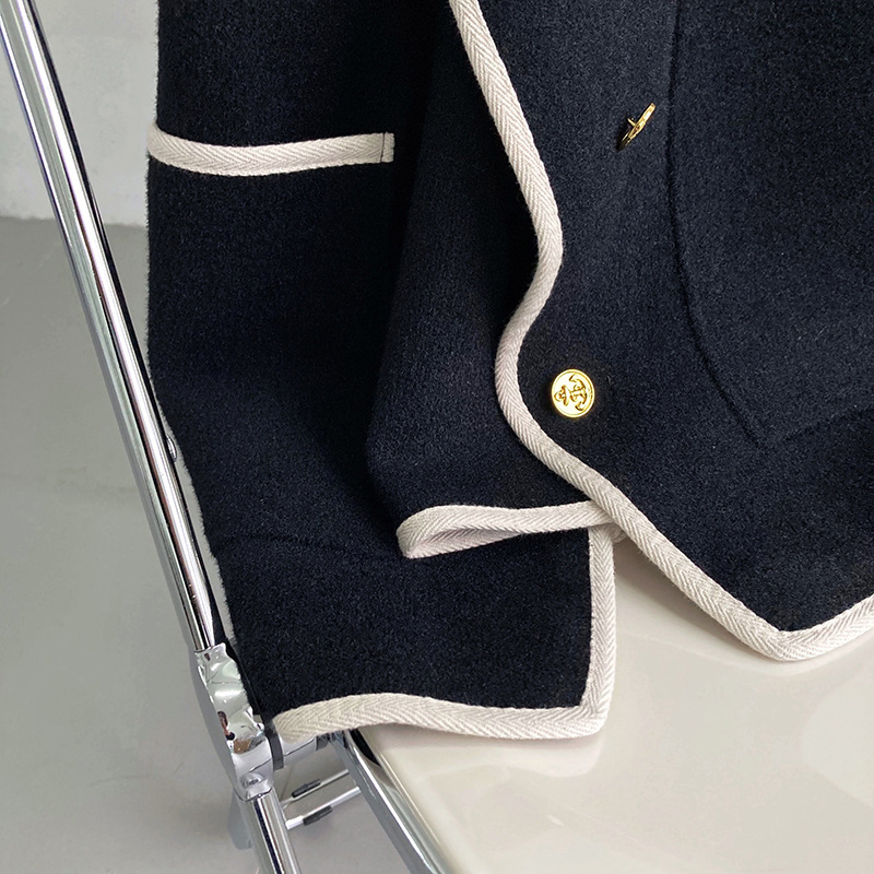 Women s Jackets Vintage Woolen Coat O Neck Loose Single Breasted Jacket Spring Autumn Korean Fashion Black Female 2587 220916