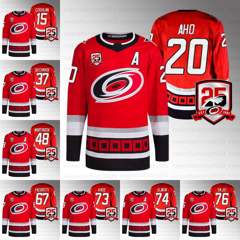 2022-23 Third 25th Anniversary Jersey Sebastian Aho Andrei Svechnikov Jaccob Slavin Max Pacioretty Martin Necas Teuvo Teravainen Jake Gardiner Ethan Bear, 48 martinook
2022-23 Third 25th Anniversary Jersey Sebastian Aho Andrei Svechnikov Jaccob Slavin Max Pacioretty Martin Necas Teuvo Teravainen Jake Gardiner Ethan Bear, 48 martinook