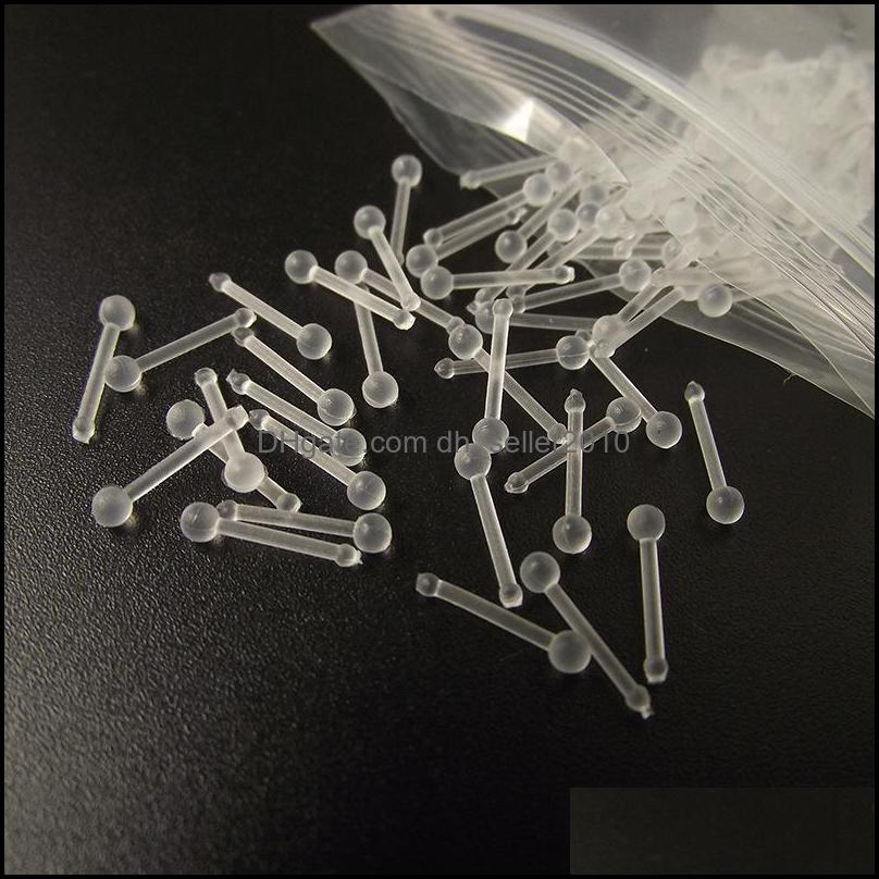 Nose Rings Studs Clear Noses Ring Studs Acrylic Nostril Bone Screw Nose Piercing Flexible Prevent Body Jewelry Accesso Dhseller2010 Dh4Hj