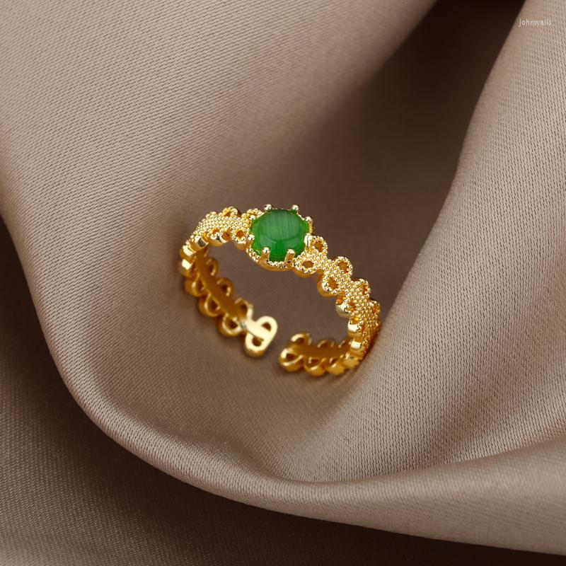 Cluster Rings Retro Zircon Green Opal For Women Stainless Steel Plated Couple Finger Ring Aesthetic Jewelry Anniversary GiftCluster
Cluster Rings Retro Zircon Green Opal For Women Stainless Steel Plated Couple Finger Ring Aesthetic Jewelry Anniversary GiftCluster