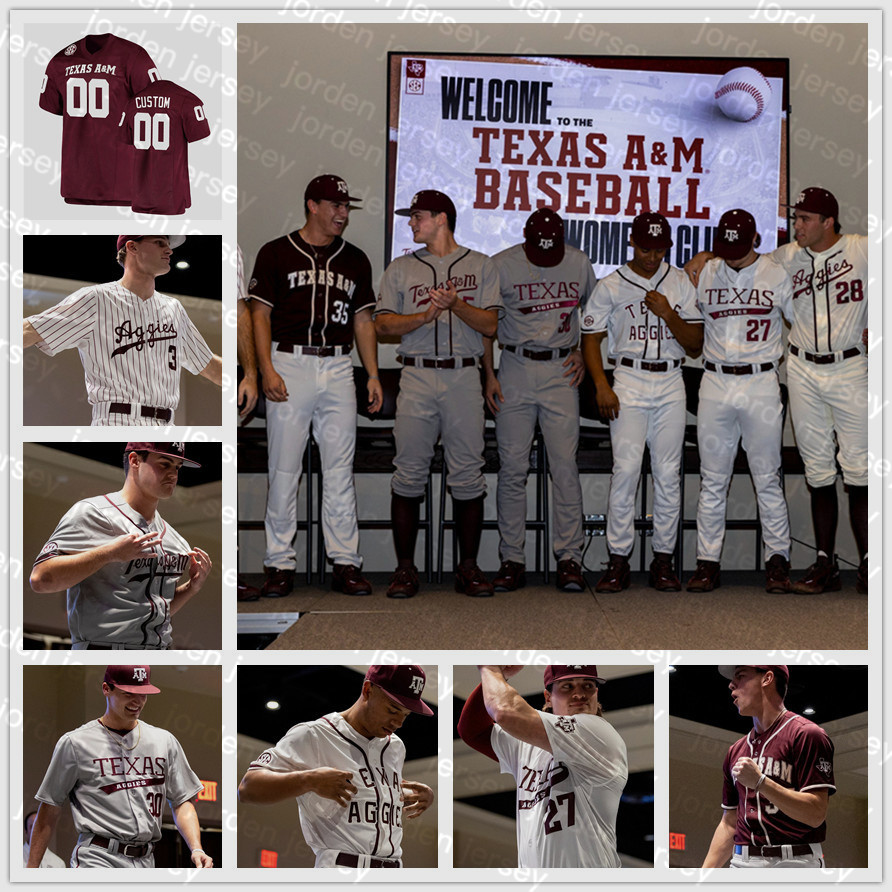 NEW College Baseball Wears 2022 New Style Custom Texas A&M Aggies Stitched Baseball Jersey 9 Jack Moss 10 Chris Cortez 11 Austin Bost 12 Tro, Grey
NEW College Baseball Wears 2022 New Style Custom Texas A&M Aggies Stitched Baseball Jersey 9 Jack Moss 10 Chris Cortez 11 Austin Bost 12 Tro, Grey