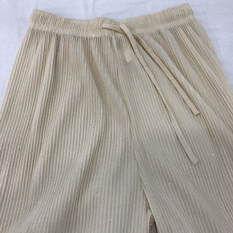 Women's Pants Capris DASSWEI Summer Blingbling Casual Elastic High Waist Sparkling Wide Leg Thin Loose Pleated Fashion 220916