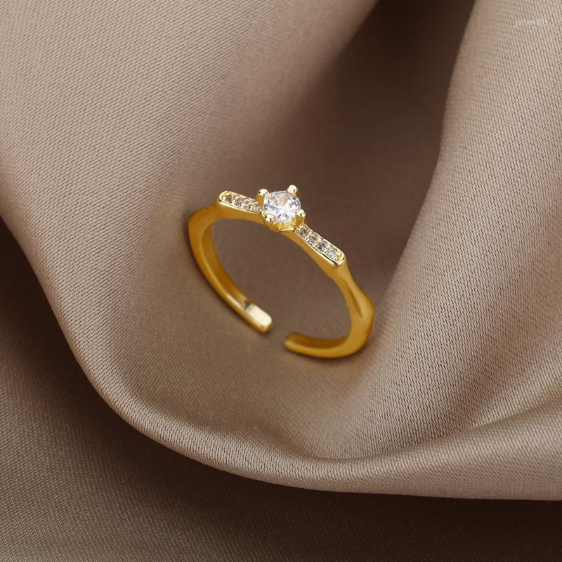 Cluster Rings Simple Zircon Bamboo Shape Round For Women Stainless Steel Color Adjustable Finger Ring Jewelry Gift Bijoux FemmeCluster
Cluster Rings Simple Zircon Bamboo Shape Round For Women Stainless Steel Color Adjustable Finger Ring Jewelry Gift Bijoux FemmeCluster