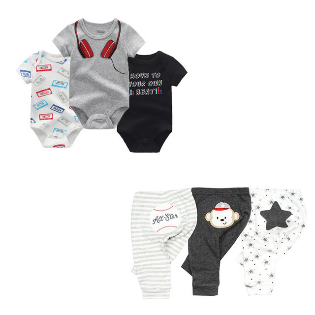 Clothing Sets 6/9PCS Baby Girl Clothes born Unisex Solid BodysuitsPants Cotton Baby Boy Clothes Short Sleeve Girls Baby Clothing Cartoon 220916