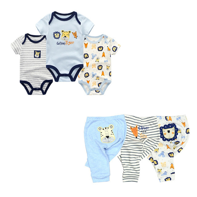 Clothing Sets 6/9PCS Baby Girl Clothes born Unisex Solid BodysuitsPants Cotton Baby Boy Clothes Short Sleeve Girls Baby Clothing Cartoon 220916