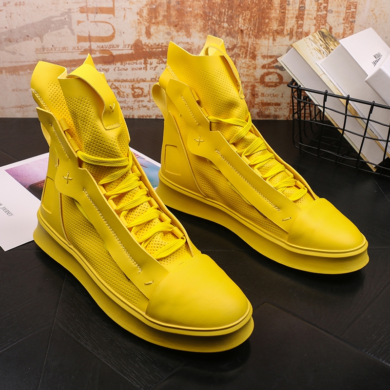 Triple comfortabl Fashion Men Yellow Casual Boots High Top Lace Up Trending Man Leisure Shoes Platform Hip Hop Zapatos White v23
Triple comfortabl Fashion Men Yellow Casual Boots High Top Lace Up Trending Man Leisure Shoes Platform Hip Hop Zapatos White v23