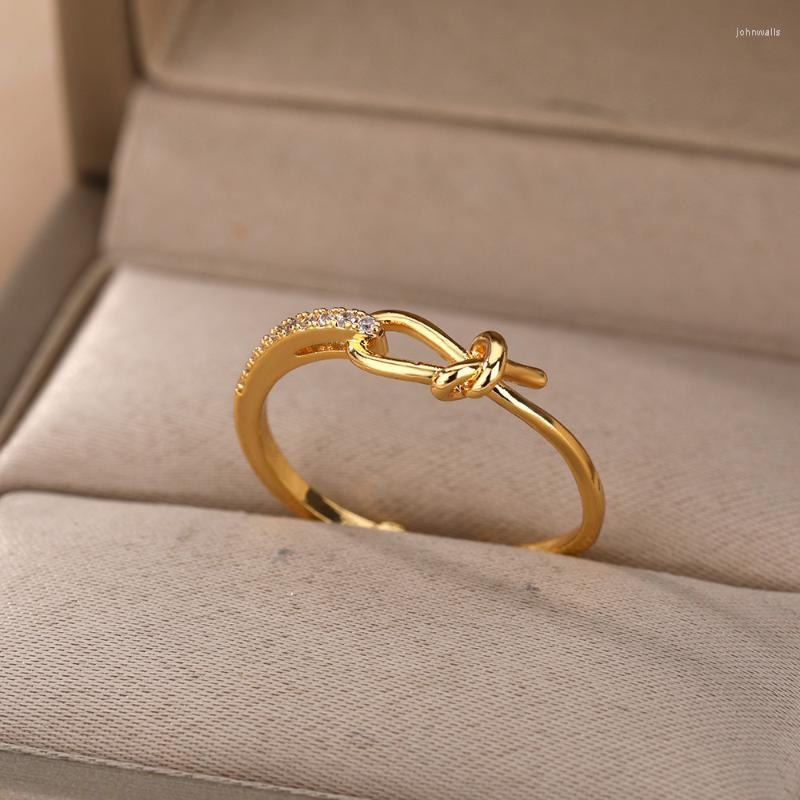 Cluster Rings Zircon Bow Opening For Women Stainless Steel Plated Geometric Adjustable Finger Ring 2022 Couple Wedding Jewelry GiftCluster
Cluster Rings Zircon Bow Opening For Women Stainless Steel Plated Geometric Adjustable Finger Ring 2022 Couple Wedding Jewelry GiftCluster