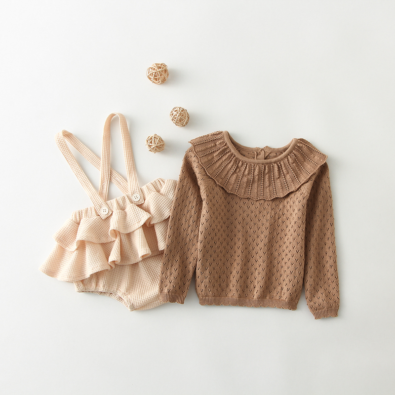 Clothing Sets Baby Girl Clothes Spring Autumn Girls knit Sweater Vintage Suspender Romper Dress born Baby Girl Outfits 220916