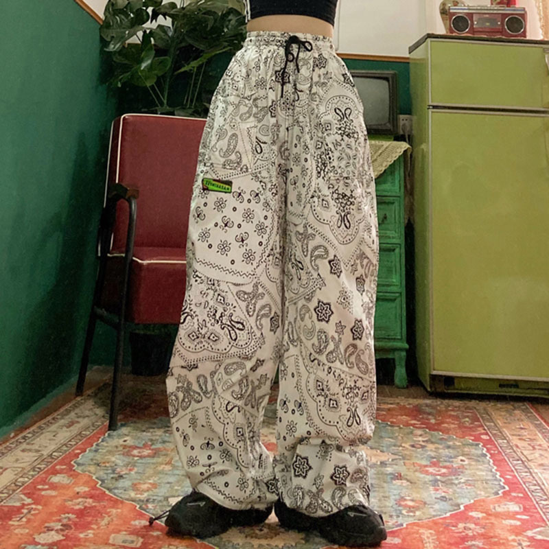 Women's Pants Capris Wide Leg Pants Women Harajuku Chic High Waist Trendy BF Style Teens Unisex Trousers Preppy Print Casual Schoolgirls Streetwe