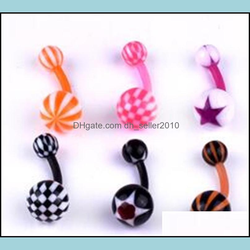 Navel Bell Button Rings Acrylic Navel Ring Colorf Mixed Loading Piercing Umbilical Nail Body Jewelry Women Lady Rainbo Dhseller2010 Dhc9T