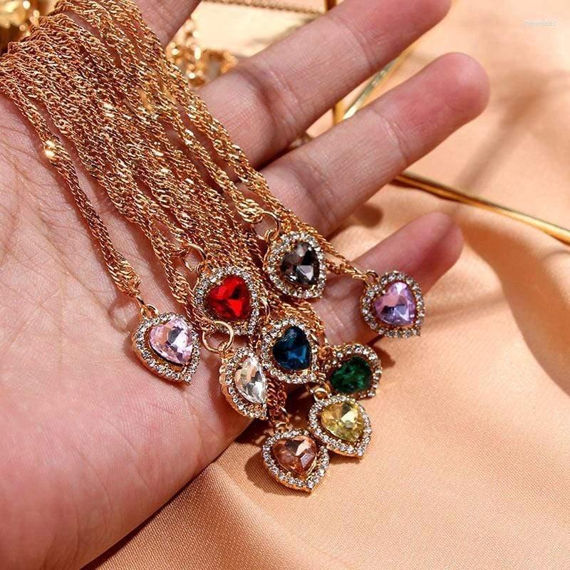 Pendant Necklaces Multicolored Crystal Zircon Love Heart For Women Geometric Clavicle Chain Elegant Charm Femme Wedding Collier Jewelry
Pendant Necklaces Multicolored Crystal Zircon Love Heart For Women Geometric Clavicle Chain Elegant Charm Femme Wedding Collier Jewelry
