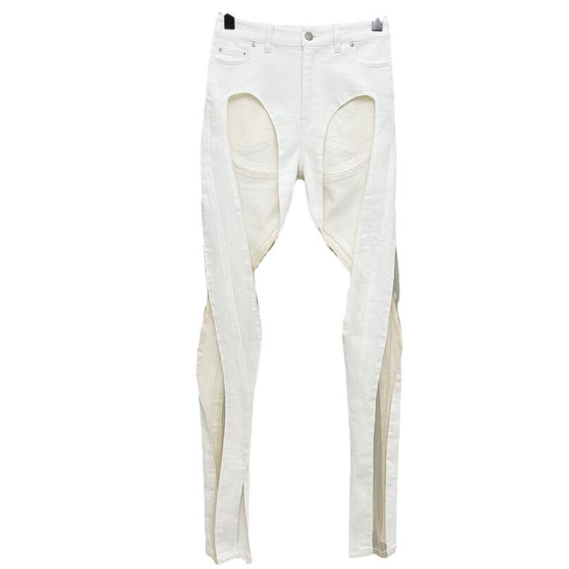 European and American sexy Jeans Women Spiral hollow design Splicing split Denim trousers Femme Casual Pants w2857391847