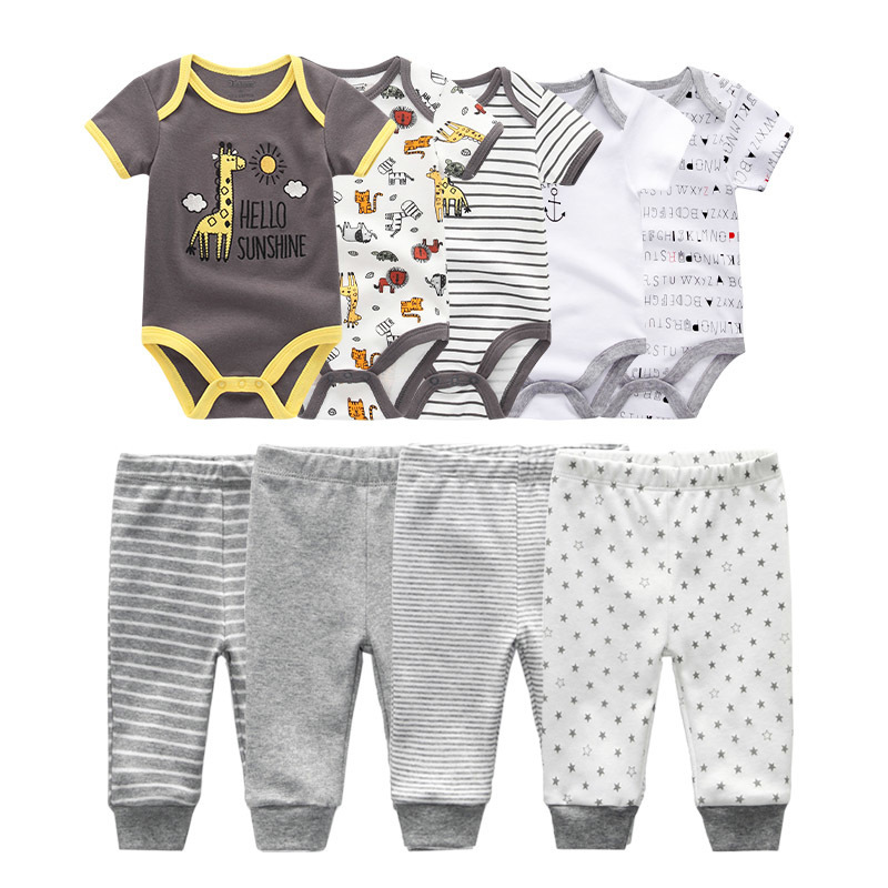 Clothing Sets 6/9PCS Baby Girl Clothes born Unisex Solid BodysuitsPants Cotton Baby Boy Clothes Short Sleeve Girls Baby Clothing Cartoon 220916