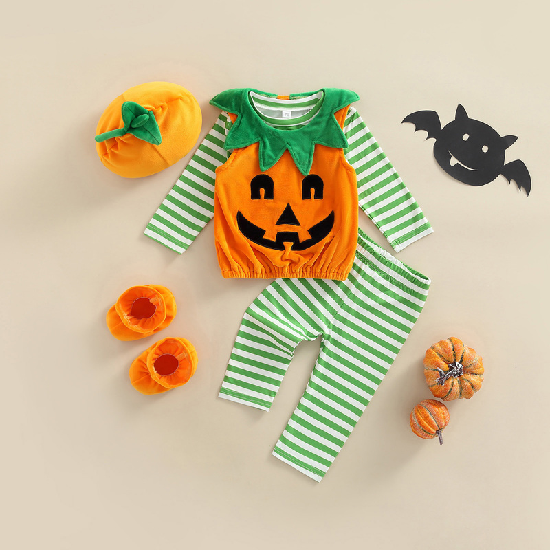 Clothing Sets Toddler Outfit Suit Baby Girl Boy Long Sleeve Halloween Pumpkin Print Loose Tops Fall Casual Pants Hat Shoes 220916