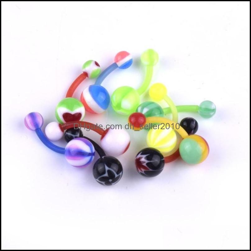 Navel Bell Button Rings Acrylic Navel Ring Colorf Mixed Loading Piercing Umbilical Nail Body Jewelry Women Lady Rainbo Dhseller2010 Dhc9T