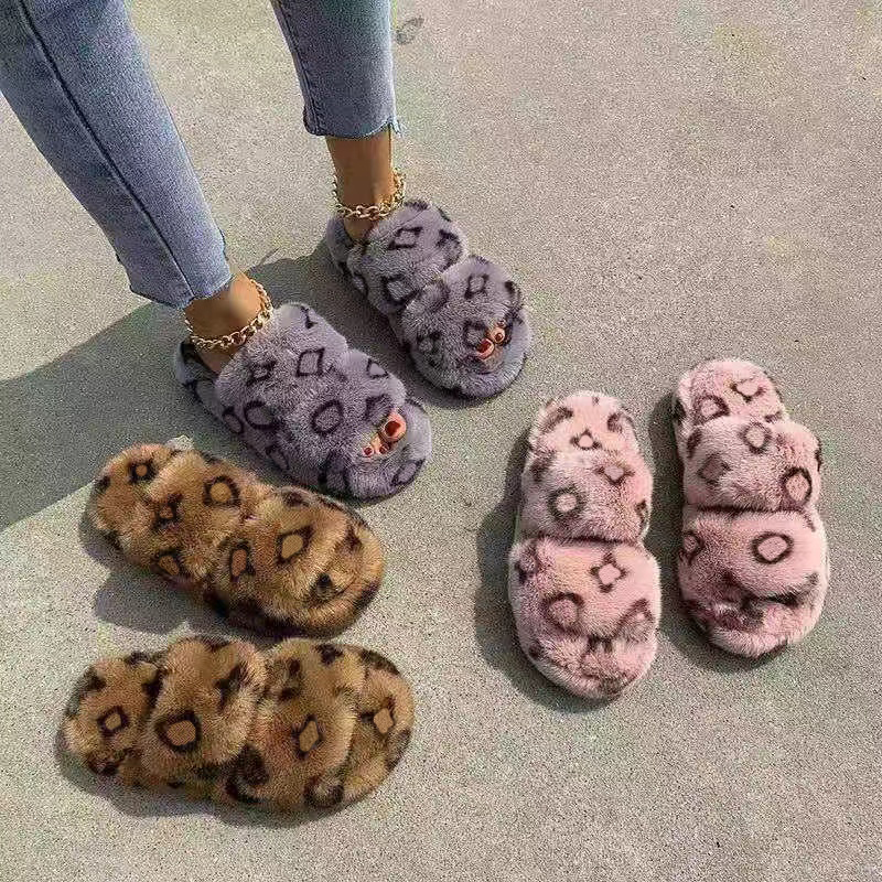 Slippers Platform Flats Designer Shoes Flip Flops Winter Designer Fur Indoor Full Furry Soft Fluffy Plush Antiskid Heel Slip Luxury Casual Ladies Warm