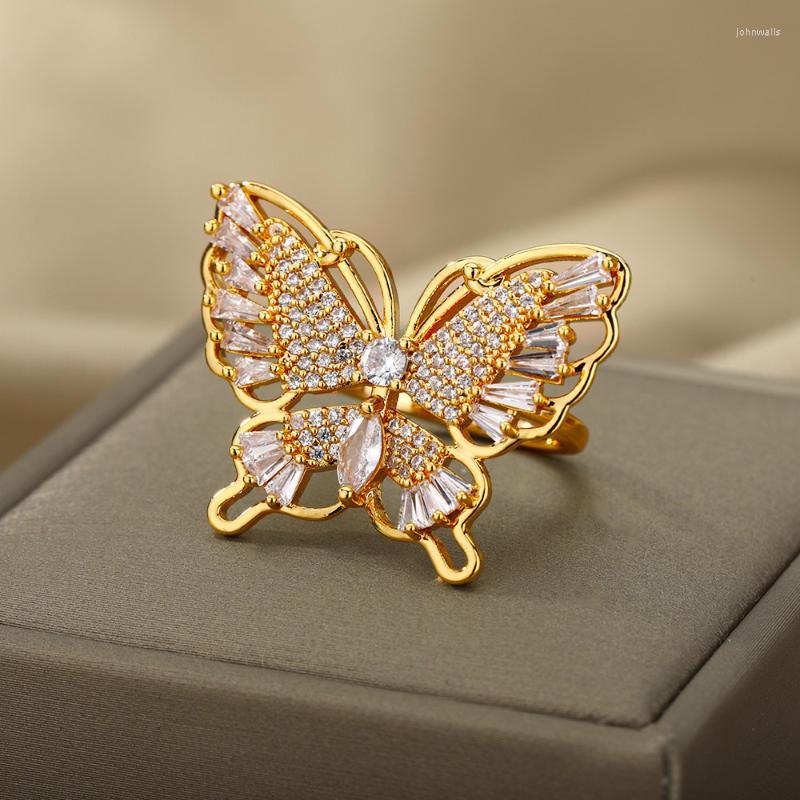 Cluster Rings Zircon Butterfly Open For Women Luxury Shiny Cubic Zirconia Insect Pendant Adjustable Finger Ring Couple Wedding JewelryCluste
Cluster Rings Zircon Butterfly Open For Women Luxury Shiny Cubic Zirconia Insect Pendant Adjustable Finger Ring Couple Wedding JewelryCluste