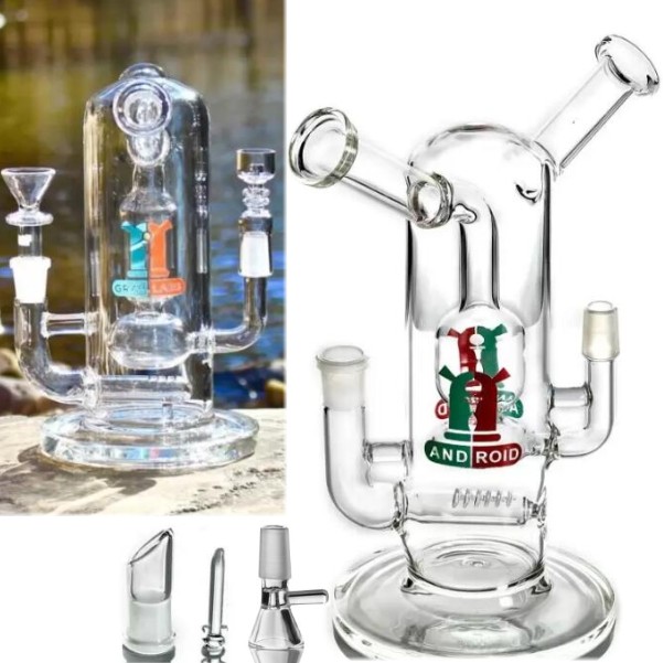 JM Flow Sci Large Glass Oil - Recycler bubbler With Arm Tree Sprinkle Percolator oil burner bong 18mm oil burner 14mm glass bowl