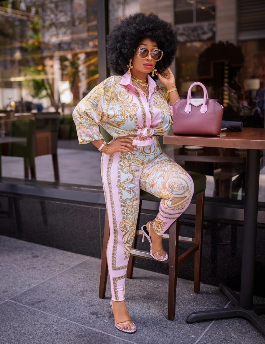 Womens Tracksuits Spring Leisure Suit Long Sleeve Print Dress Top Coat and Pant Two Piece Sets Womens Sweat Suits Women Blouse Legging Clothing