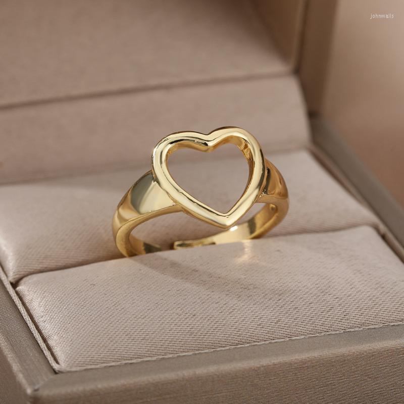Cluster Rings Hollow Heart Open For Women Stainless Steel Simple Love Shaped Adjustable Finger Ring Wedding Jewelry Bijoux FemmeCluster
Cluster Rings Hollow Heart Open For Women Stainless Steel Simple Love Shaped Adjustable Finger Ring Wedding Jewelry Bijoux FemmeCluster