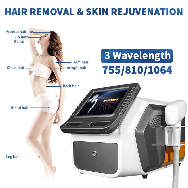 2023 Dark skin hair removal 3 Wavelengths 755 810 1064nm Larger Spot Size Permanent Diode Laser Alexandrite Hair Removal device