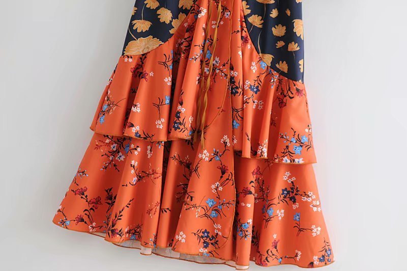 Casual Dresses Women V Neck Long Sexy High Quality Vintage Boho Full Sleeve Floral Print Chic Party Sashes Adjustable SL098 220916