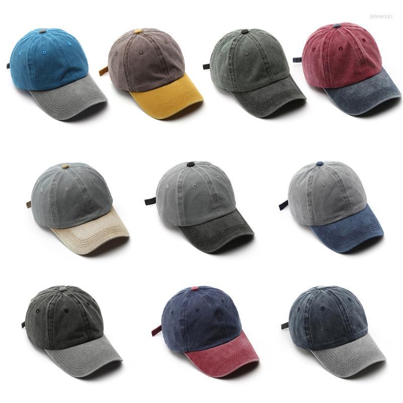 

Ball Caps Men Women Vintage Washed Distressed Cotton Baseball Cap Contrast Color Patchwork Sports Adjustable Trucker Dad HatBall