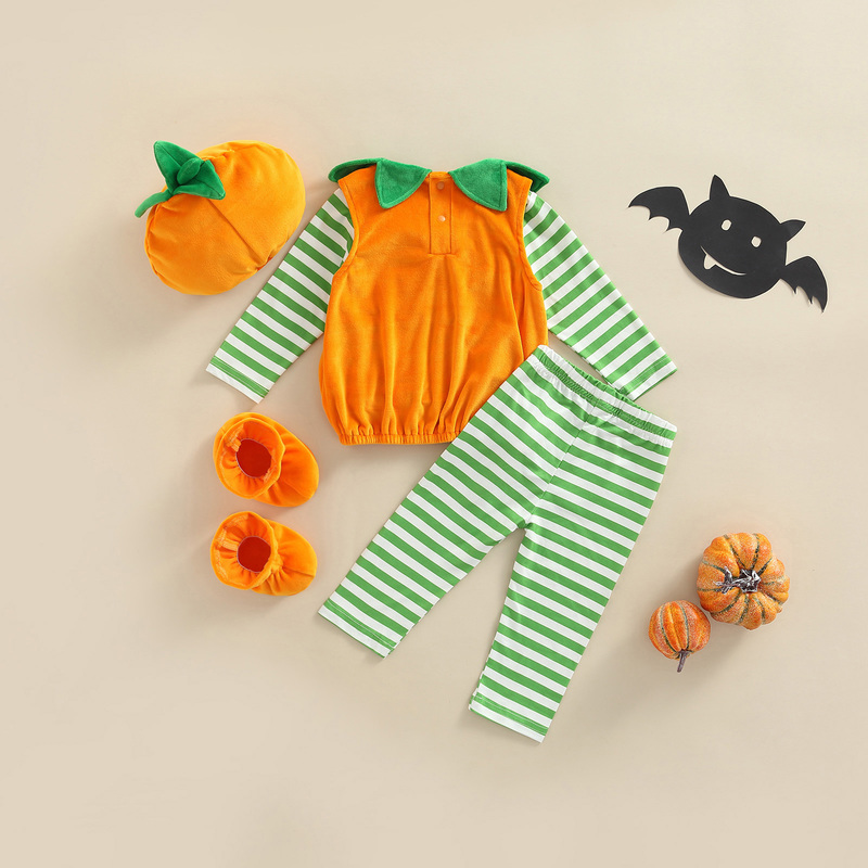 Clothing Sets Toddler Outfit Suit Baby Girl Boy Long Sleeve Halloween Pumpkin Print Loose Tops Fall Casual Pants Hat Shoes 220916