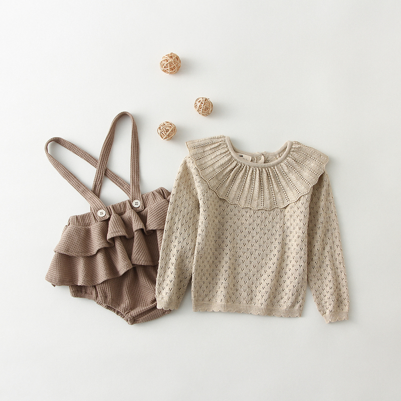 Clothing Sets Baby Girl Clothes Spring Autumn Girls knit Sweater Vintage Suspender Romper Dress born Baby Girl Outfits 220916