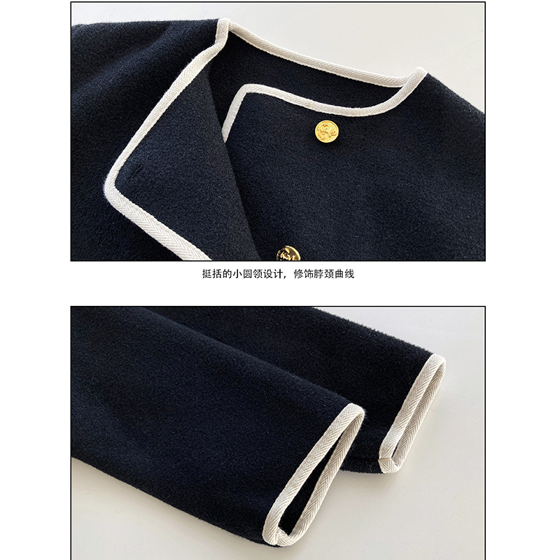 Women s Jackets Vintage Woolen Coat O Neck Loose Single Breasted Jacket Spring Autumn Korean Fashion Black Female 2587 220916