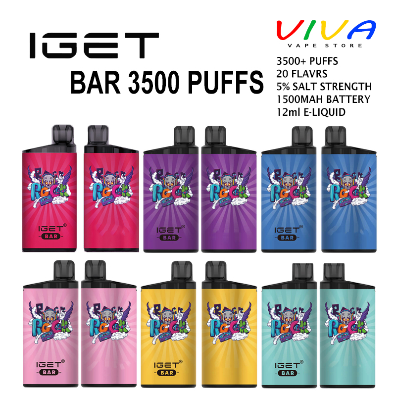 Authentic iGet Bar 3500 Puffs Disposable E Cigarette iGets Vape Box 1500mAh 12ml Pre-filled Cartridges Pen Pod Device i Get Cigarettes Vapor Vapes
Authentic iGet Bar 3500 Puffs Disposable E Cigarette iGets Vape Box 1500mAh 12ml Pre-filled Cartridges Pen Pod Device i Get Cigarettes Vapor Vapes