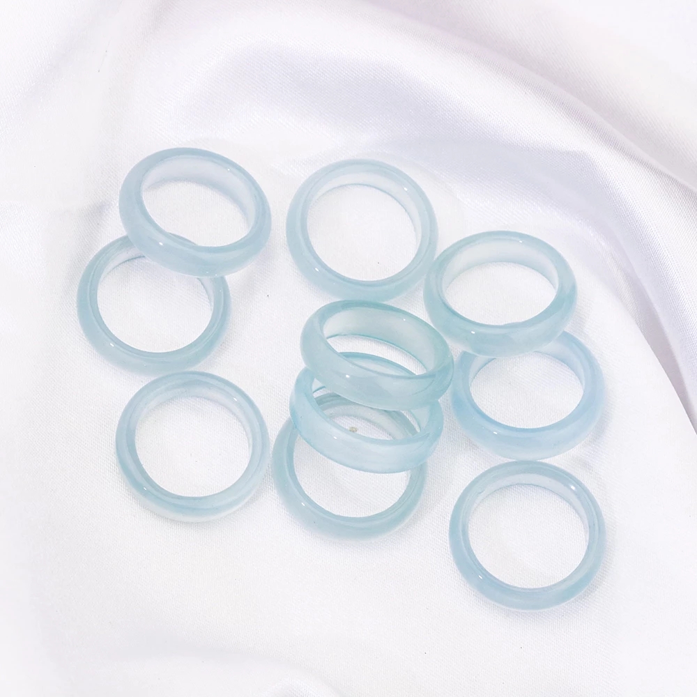 Unisex 6mm Multicolor Black Green pink Blue Red Agate Band rings Created Circle Finger Ring Women Ring Party Wedding Jewelry