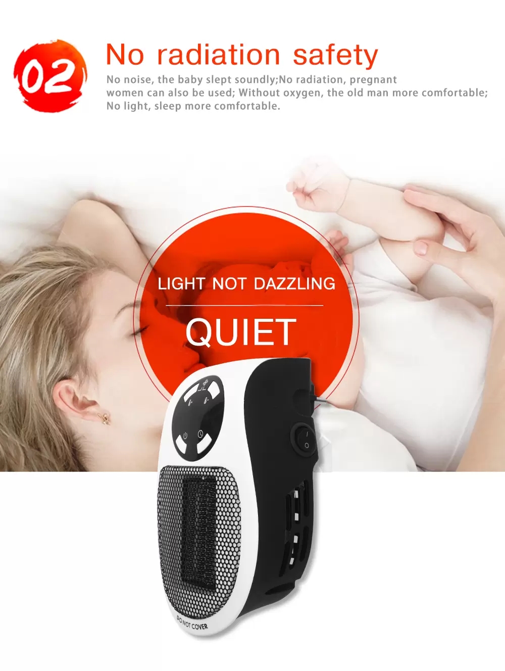 Wall-Outlet Mini Electric Air Heater Portable Space Fan Heater Desktop Household Office heat fan speed small sun heat