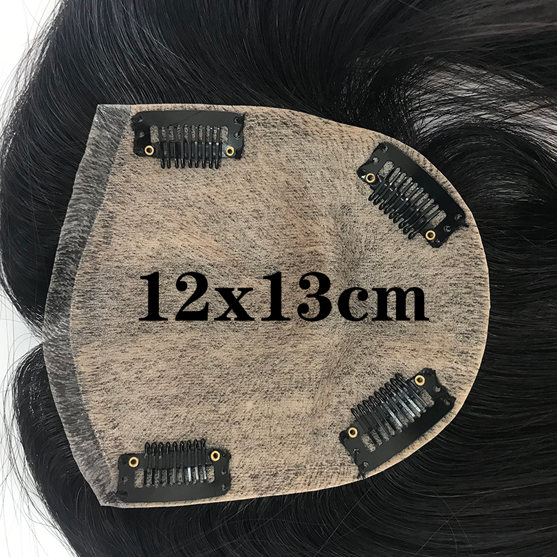 Skin Base natural wavy Human Hair Topper With 4 Clips In Silk Top Virgin European Hair Toupee for Women Fine Hairpiece 12X13CM DIVA1