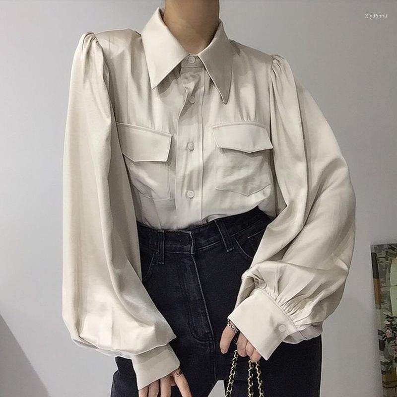 Women's Blouses Single Breasted Shirts Women Vintage Lantern Sleeve Woman Fashion Turn-down Collar Office Work Tops 18159, Black
Women's Blouses Single Breasted Shirts Women Vintage Lantern Sleeve Woman Fashion Turn-down Collar Office Work Tops 18159, Black