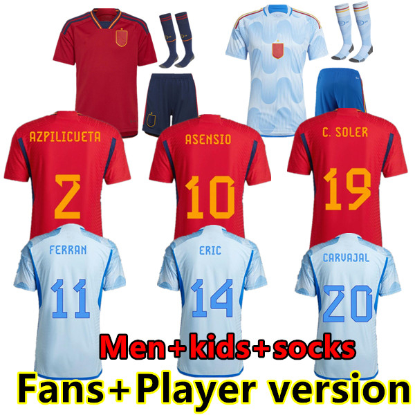 2022 Spain soccer jersey Camiseta Espana MORATA RODRIGO TORRES PEDRI 20 21 22 Cup RAMOS THIAGO INIESTA ALBA football shirts men kids kit fans Player version, 2022 away adult socks
2022 Spain soccer jersey Camiseta Espana MORATA RODRIGO TORRES PEDRI 20 21 22 Cup RAMOS THIAGO INIESTA ALBA football shirts men kids kit fans Player version, 2022 away adult socks