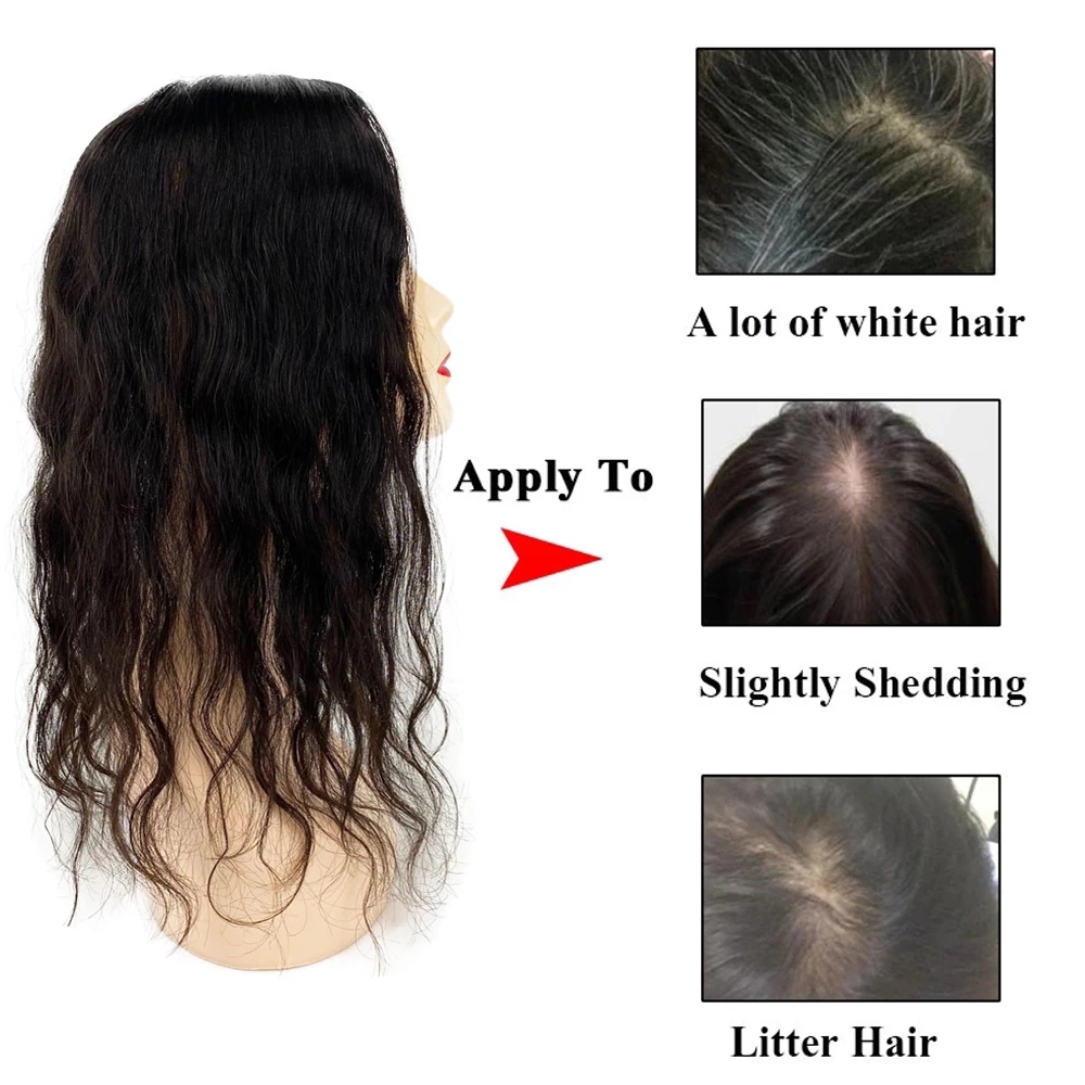 Skin Base natural wavy Human Hair Topper With 4 Clips In Silk Top Virgin European Hair Toupee for Women Fine Hairpiece 12X13CM DIVA1