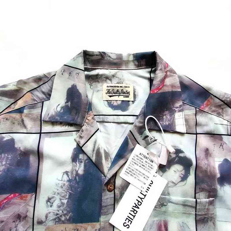 Men's Casual Shirts Wacko Maria Shirt Men Women High Quality Ink Painting Print Hawaiian Wacko Maria Short T Shirt 0918H22