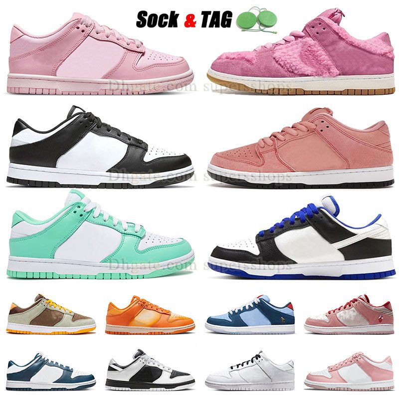 Pinks Womens Running Shoes Designer Sneakers Dunks triple pink pig bear orange green glow unc university blue black white panda ice light bone trainer large size 12 13, C57 36-45 medium olive