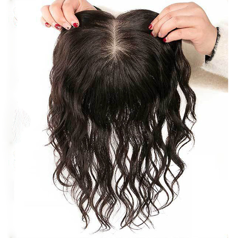 Skin Base natural wavy Human Hair Topper With 4 Clips In Silk Top Virgin European Hair Toupee for Women Fine Hairpiece 12X13CM DIVA1