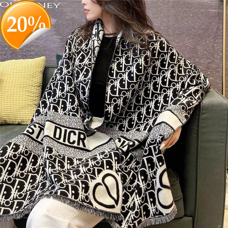 New Design Scarf Ensheng Encircles the Heart Letter Style Double Sided Thickened Cotton Shawl Fashionable Fashion Temperament