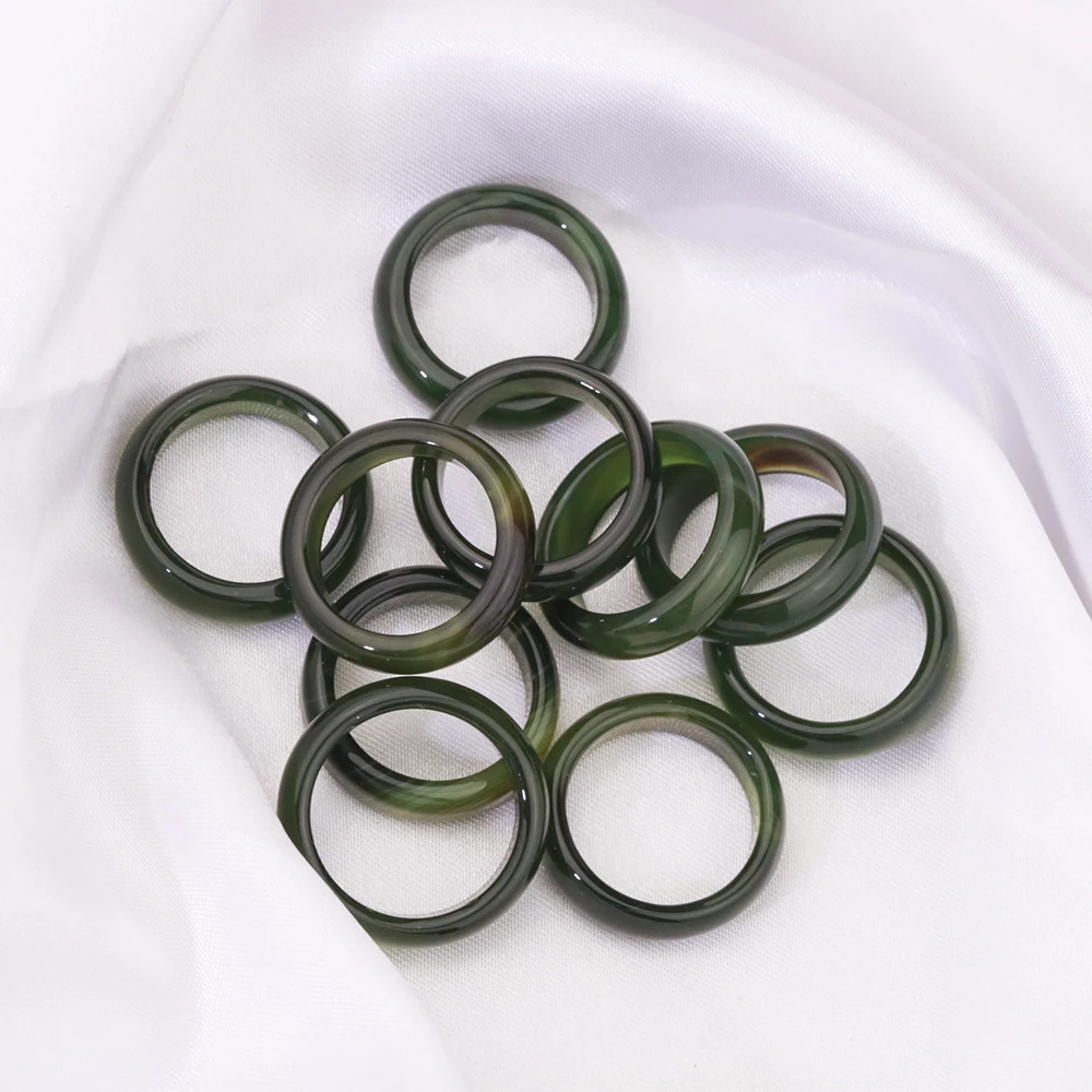 Unisex 6mm Multicolor Black Green pink Blue Red Agate Band rings Created Circle Finger Ring Women Ring Party Wedding Jewelry
