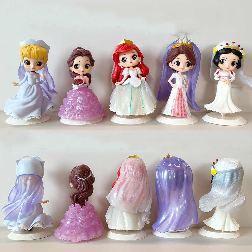 Disney Genuine Authorized Doll New Wedding Princess 5 Model Cake Decorations Children&#039;s Play House Toys Holiday Surprise
