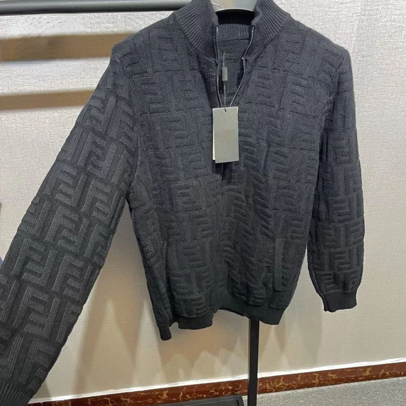 Mens sweater designer knitted cardigan wool zipper jacket double Ff embroidered casual shirt men coat, Black
Mens sweater designer knitted cardigan wool zipper jacket double Ff embroidered casual shirt men coat, Black