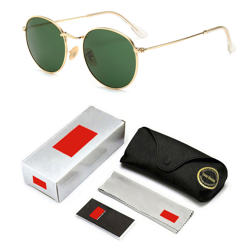 

Classic Round Metal Glass Lens Ray Sunglasses Women Men Vintage Ban Brand Design Sun Glasses Oculos De Sol Size 51mm 3447