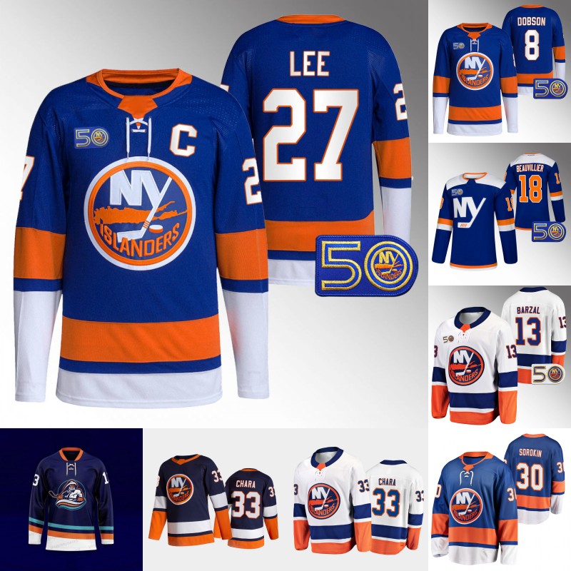 

Hockey Jerseys NY Jersey Islanders 27 Anders Lee 50th Anniversary Noah Dobson Zach Parise Josh Bailey Mathew Barzal Cal Clutterbuck Anthony Beauvillier Men Shirt, Mens white with patch