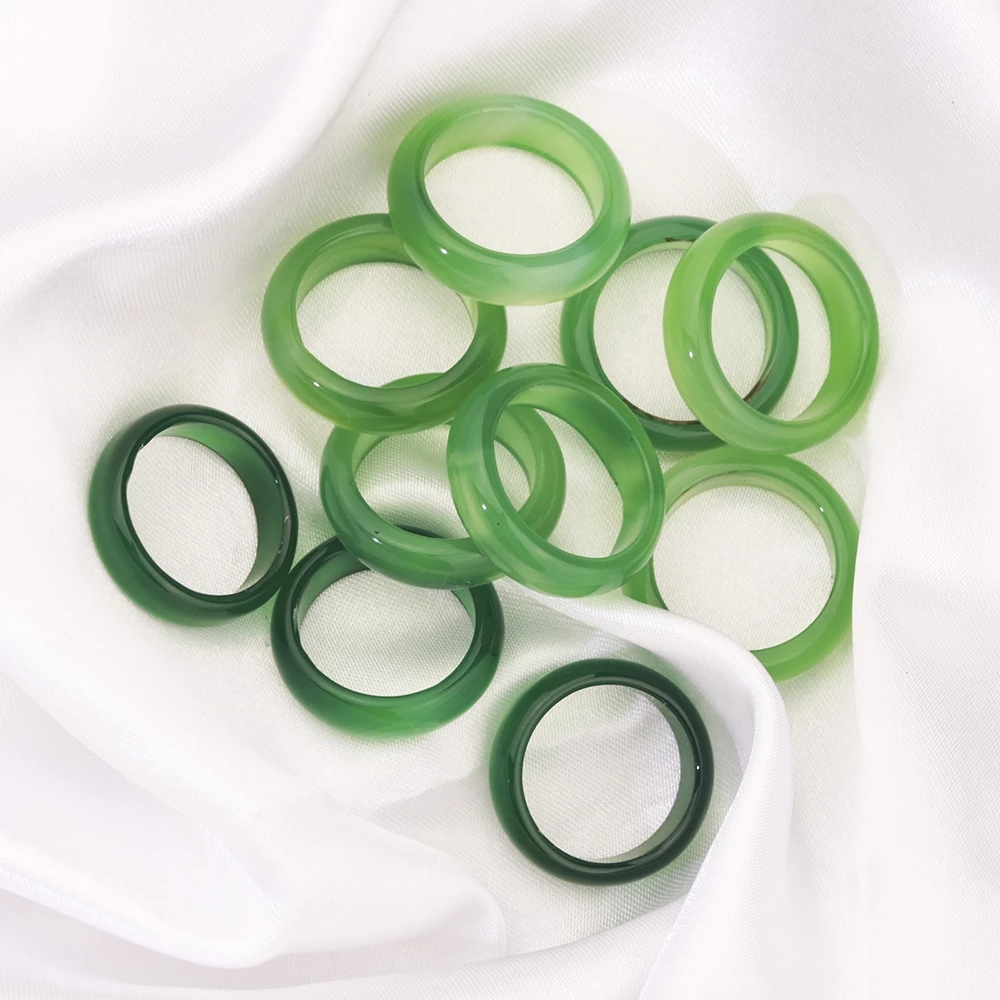 Unisex 6mm Multicolor Black Green pink Blue Red Agate Band rings Created Circle Finger Ring Women Ring Party Wedding Jewelry