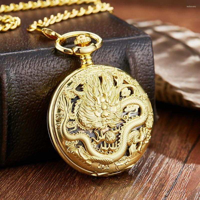 Pocket Watches Luxury Golden Mechanical Watch Dragon Laser Engraved Clock Animal Necklace Pendant Hand Winding Men Fob Chain, Color 3
Pocket Watches Luxury Golden Mechanical Watch Dragon Laser Engraved Clock Animal Necklace Pendant Hand Winding Men Fob Chain, Color 3
