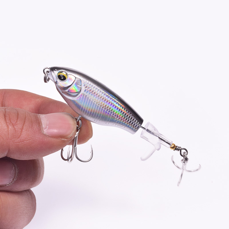 Topwater Fishing Lure 6g 65mm Whopper Popper Wobbler Artificial Hard Bait Bass Plopper Soft Rotating Tail Fishing Tackle