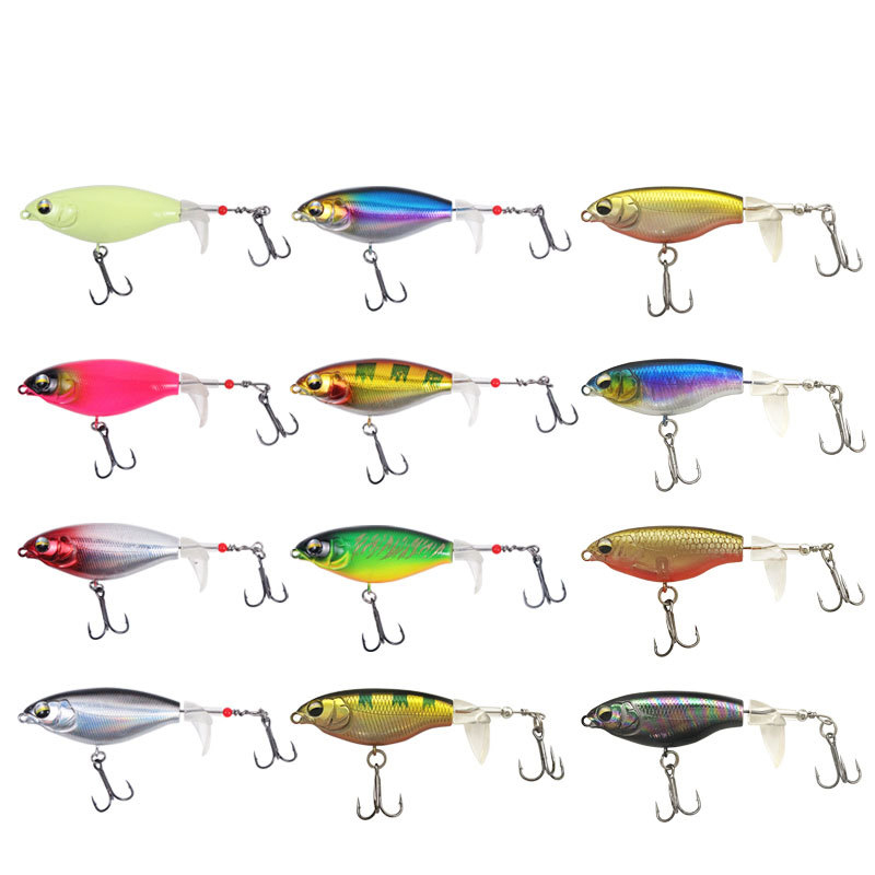 Topwater Fishing Lure 6g 65mm Whopper Popper Wobbler Artificial Hard Bait Bass Plopper Soft Rotating Tail Fishing Tackle